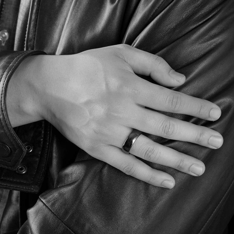 TRUMIUM خاتم من التنجستن الأسود 2 مم 4 مم 6 مم 8 مم للرجال والنساء، خاتم زفاف مقوس بلمسة نهائية عالية ومناسب للراحة 4-15 - Image 5